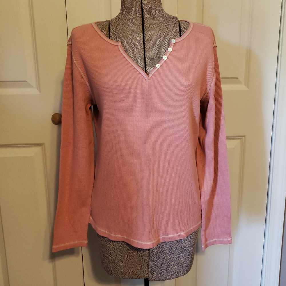 Caribbean Joe Dusty Pink Waffle Knit Thermal